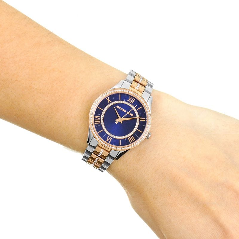 Michael Kors Lauryn Quartz Blue Dial Two Tone Steel Strap Watch For Women - MK3929
