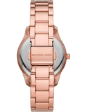 Michael Kors Layton Three Hand Red Dial Rose Gold Steel Strap Watch For Women - MK6893