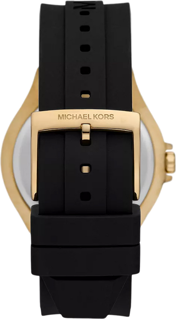 Michael Kors Lennox Three Hand Crystals Silver Dial Black Silicone Strap Watch For Women - MK7247