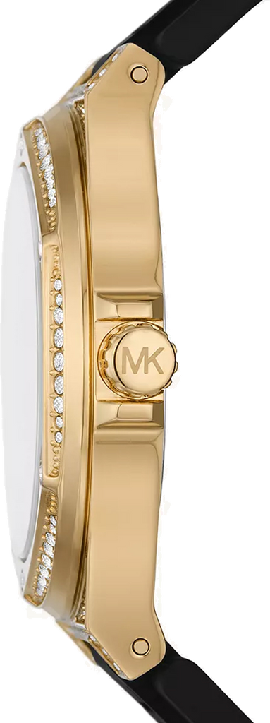 Michael Kors Lennox Three Hand Crystals Silver Dial Black Silicone Strap Watch For Women - MK7247