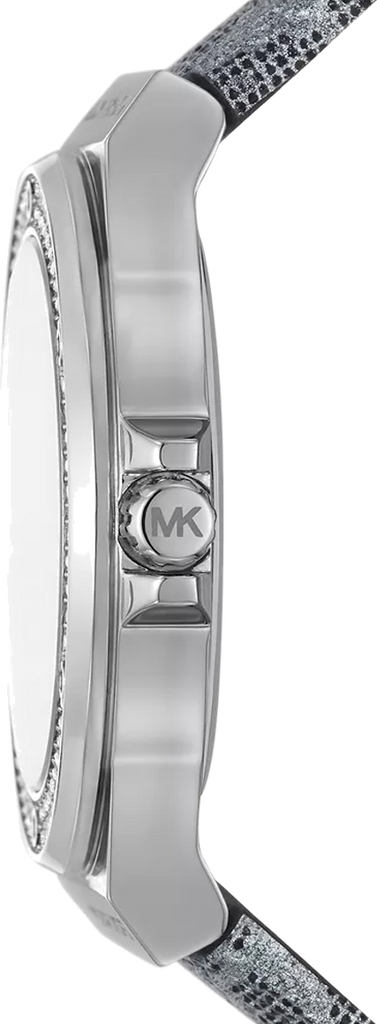 Michael Kors Lennox Quartz Black Dial Grey Leather Strap Watch For Women - MK7309