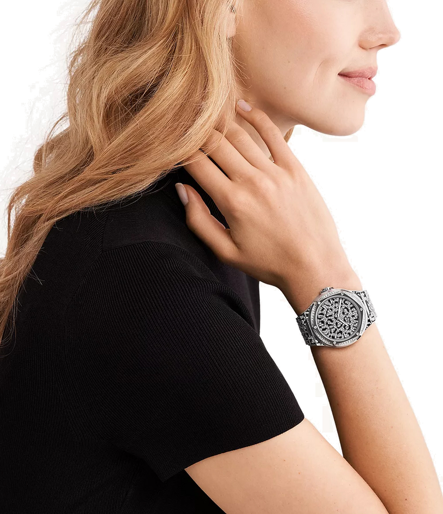 Michael Kors Lennox Analog Crystals Silver Dial Silver Steel Strap Watch For Women - MK7408