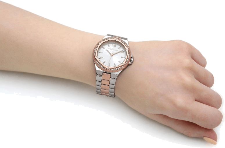 Michael Kors Lennox Three Hand Quartz Silver Dial Two Tone Steel Strap Watch For Women - MK6989