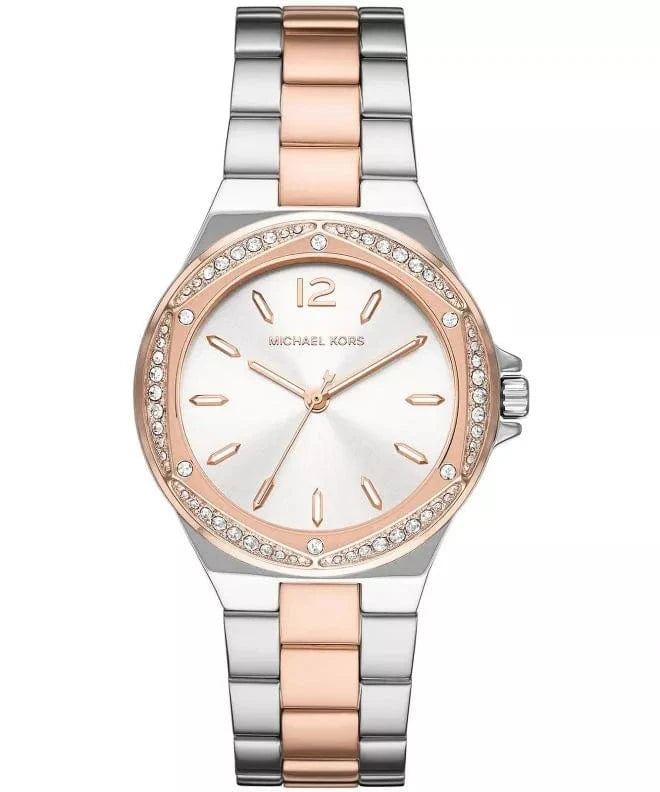 Michael Kors Lennox Three Hand Quartz Silver Dial Two Tone Steel Strap Watch For Women - MK6989