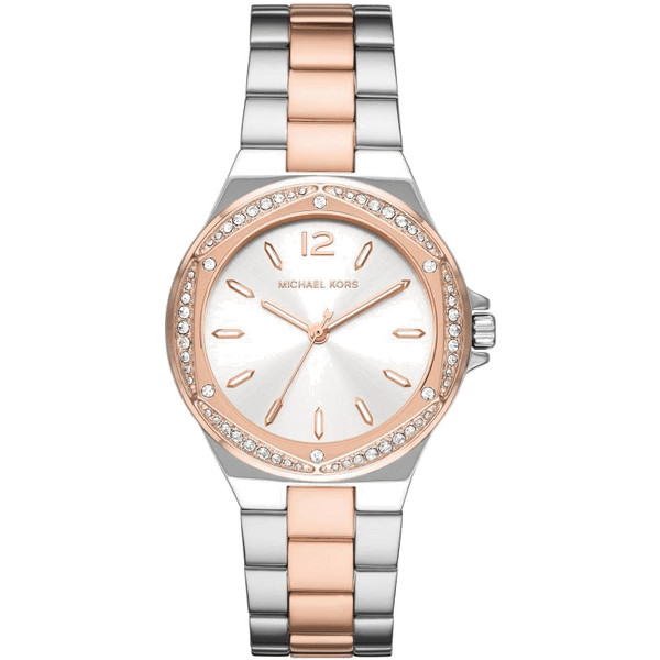 Michael Kors Lennox Three Hand Quartz Silver Dial Two Tone Steel Strap Watch For Women - MK6989