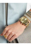 Michael Kors Lexington Chronograph Gold Dial Gold Steel Strap Watch for Women - MK5556