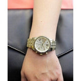 Michael Kors Lexington Chronograph Gold Dial Gold Steel Strap Watch for Women - MK5556