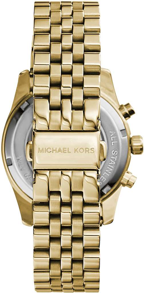 Michael Kors Lexington Chronograph Gold Dial Gold Steel Strap Watch for Women - MK5556