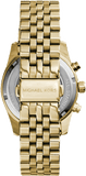 Michael Kors Lexington Chronograph Gold Dial Gold Steel Strap Watch for Women - MK5556