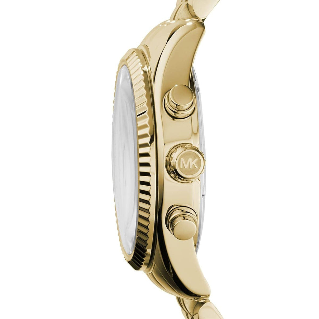 Michael Kors Lexington Chronograph Gold Dial Gold Steel Strap Watch for Women - MK5556