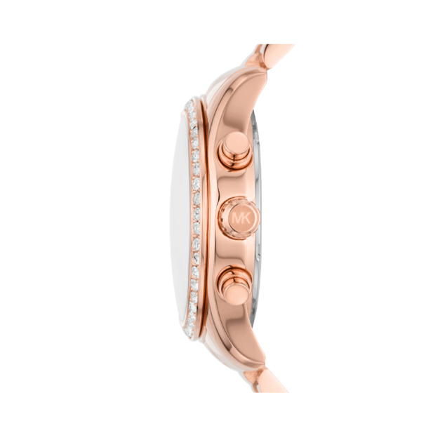 Michael Kors Lexington Chronograph Rose Gold Dial Rose Gold Steel Strap Watch for Women - MK7242