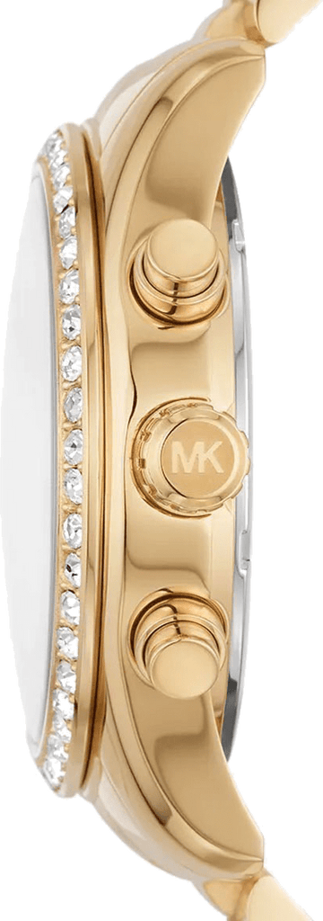 Michael Kors Lexington Mother of Pearl White Dial Gold Steel Strap Watch For Women - MK7241