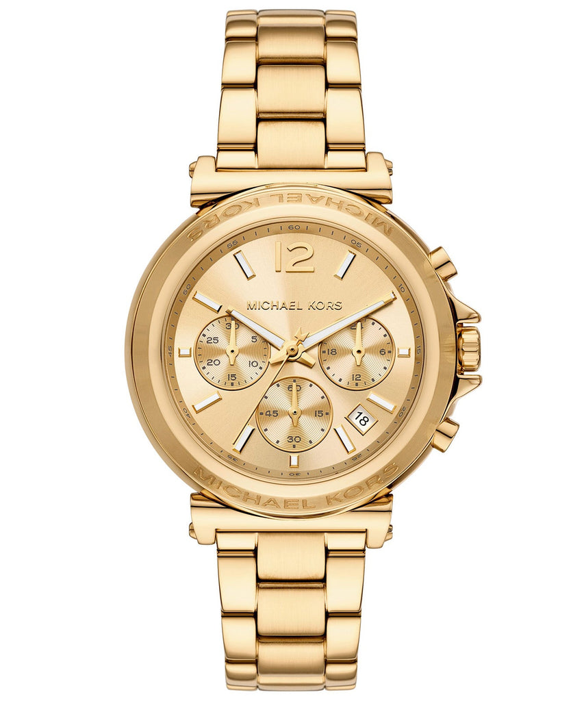 Michael Kors Maren Chronograph Gold Dial Gold Steel Strap Watch for Women - MK7493