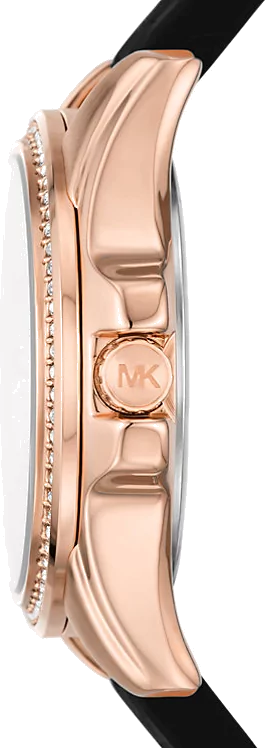Michael Kors Mini Pilot Black Dial Black Silicone Strap Watch For Women - MK7373