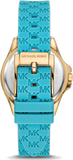 Michael Kors Mini Pilot Quartz Gold Dial Blue Silicone Strap Watch For Women - MK7374
