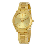 Michael Kors Mini Runway Slim Gold Dial Gold Steel Strap Watch for Women - MK3512