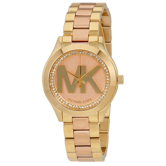 Michael Kors Mini Slim Runway Rose Gold Dial Two Tone Steel Strap Watch for Women - MK3650