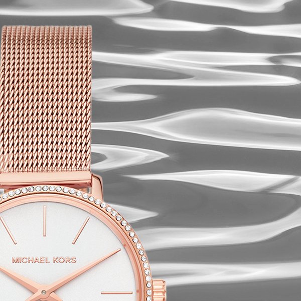 Michael Kors Pyper Quartz Mother of Pearl White Dial Rose Gold Mesh Strap Watch For Women - MK4588