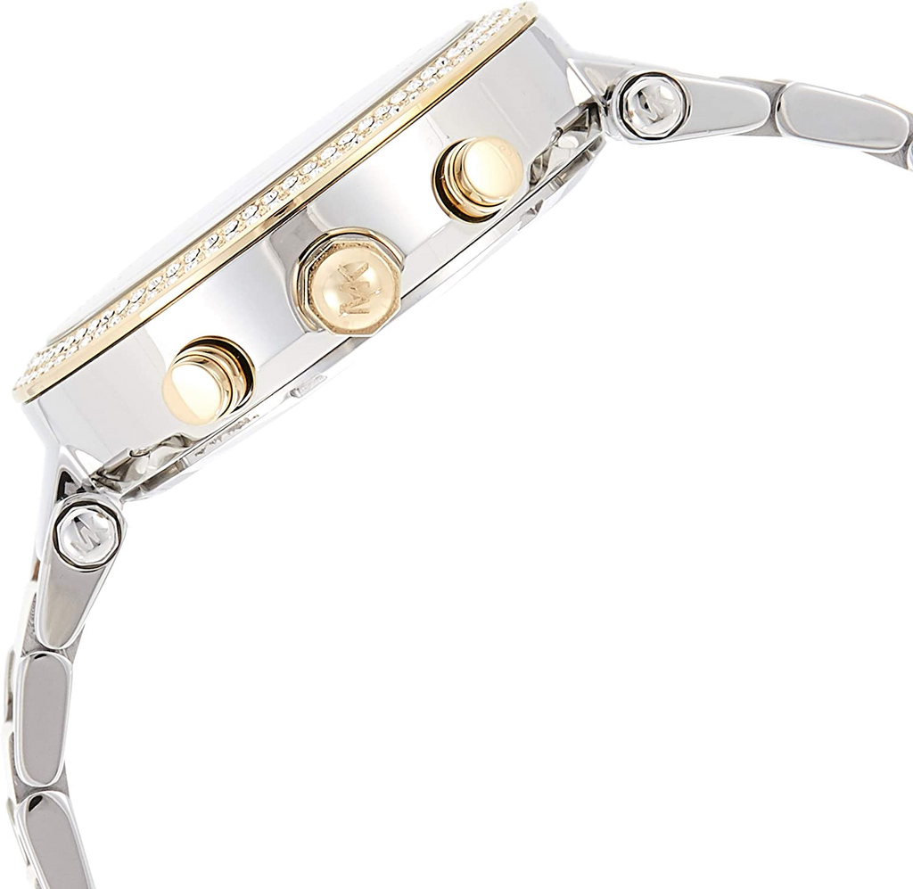 Michael Kors Parker Pink Dial Two Tone Steel Strap Watch for Women - MK6140