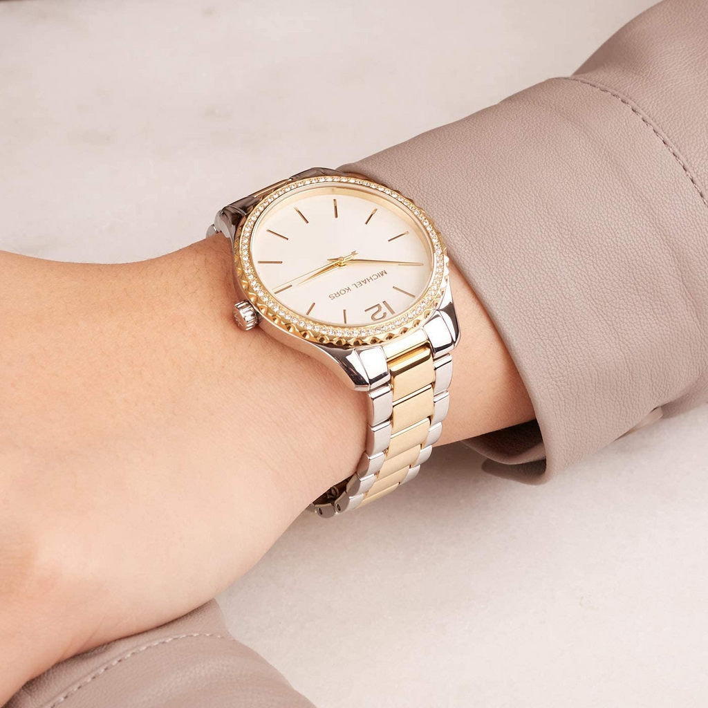 Michael Kors Layton Quartz Silver Dial Two Tone Steel Strap Watch For Women - MK6899