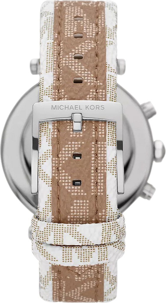 Michael Kors Parker Chronograph White Dial Two Tone Leather Strap Watch For Women - MK6950
