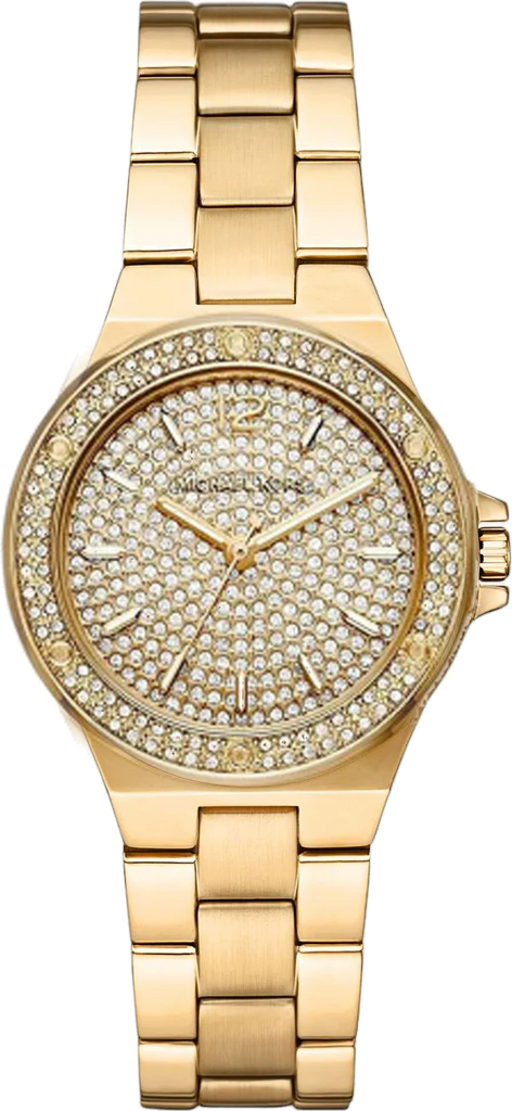 Michael Kors Lennox Three Hand Gold Dial Gold Steel Strap Watch For Women - MK7289