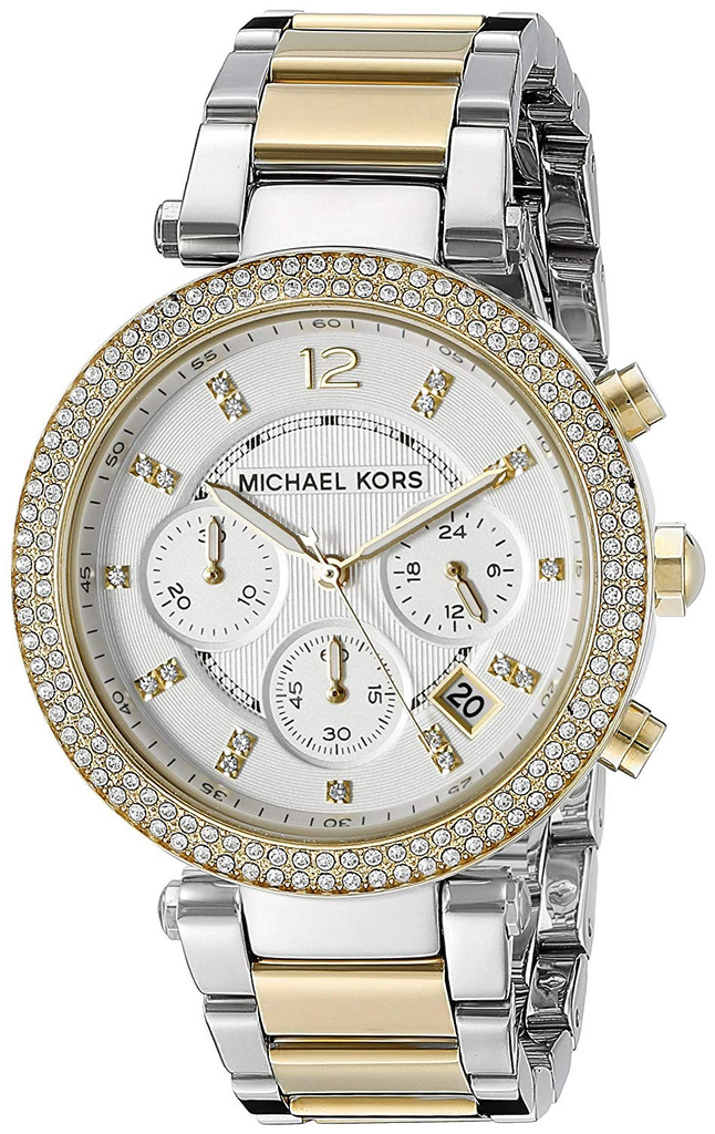 Michael Kors Parker White Dial Two Tone Steel Strap Watch for Women - MK6055