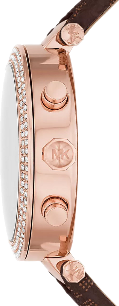 Michael Kors Parker Chronograph White Dial Brown Leather Strap Watch For Women - MK6917