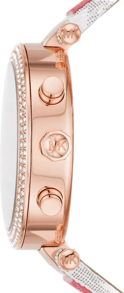 Michael Kors Parker Chronograph White Dial Two Tone Leather Strap Watch For Women - MK6951