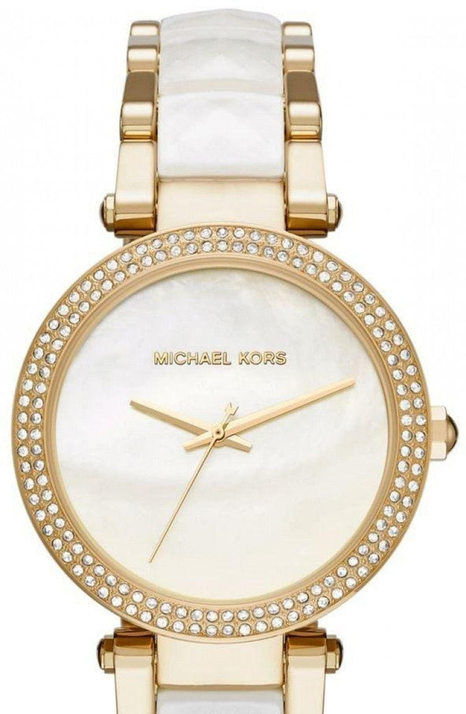 Michael Kors Parker Mother of Pearl Dial Two Tone Steel Strap Watch for Women - MK6400