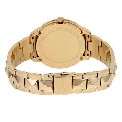 Michael Kors Petite Runway Mercer Blue Dial Gold Steel Strap Watch For Women - MK6673