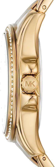 Michael Kors Mini Pilot Quartz Gold Dial Gold Steel Strap Watch For Women - MK7366