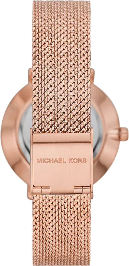 Michael Kors Pyper Quartz Mother of Pearl White Dial Rose Gold Mesh Strap Watch For Women - MK4588