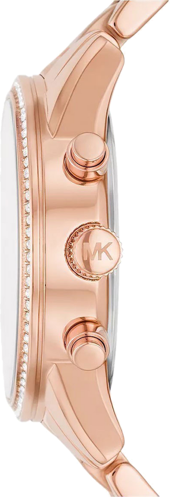 Michael Kors Ritz Chronograph Rose Gold Dial Rose Gold Steel Strap Watch For Women - MK7302