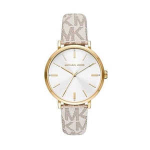 Michael Kors Pyper Analog Silver Dial White Leather Strap Watch for Women - MK2946