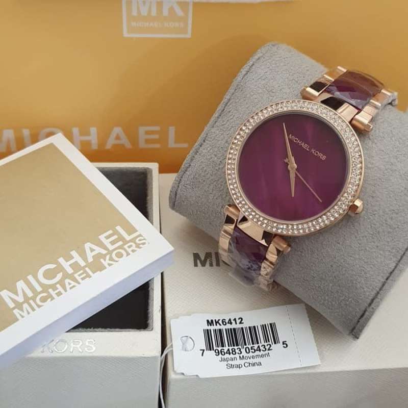 Michael Kors Parker Maroon Dial Two Tone Steel Strap Watch for Women - MK6412