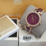 Michael Kors Parker Maroon Dial Two Tone Steel Strap Watch for Women - MK6412