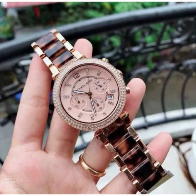 Michael Kors Parker Rose Gold Dial Two Tone Steel Strap Watch for Women - MK5538