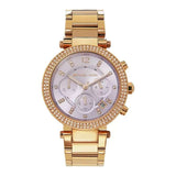 Michael Kors Parker Purple Dial Rose Gold Steel Strap Watch for Women - MK6169