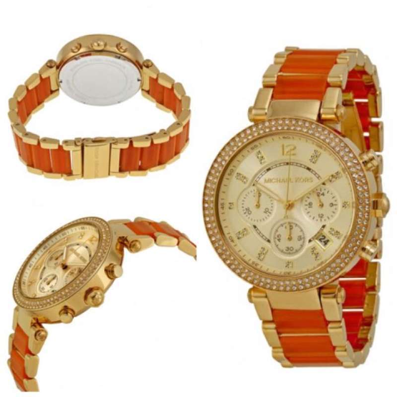 Michael Kors Parker Gold Dial Two Tone Steel Strap Watch for Women - MK6139