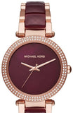 Michael Kors Parker Maroon Dial Two Tone Steel Strap Watch for Women - MK6412