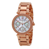 Michael Kors Parker White Dial Rose Gold Steel Strap Watch for Women - MK5616
