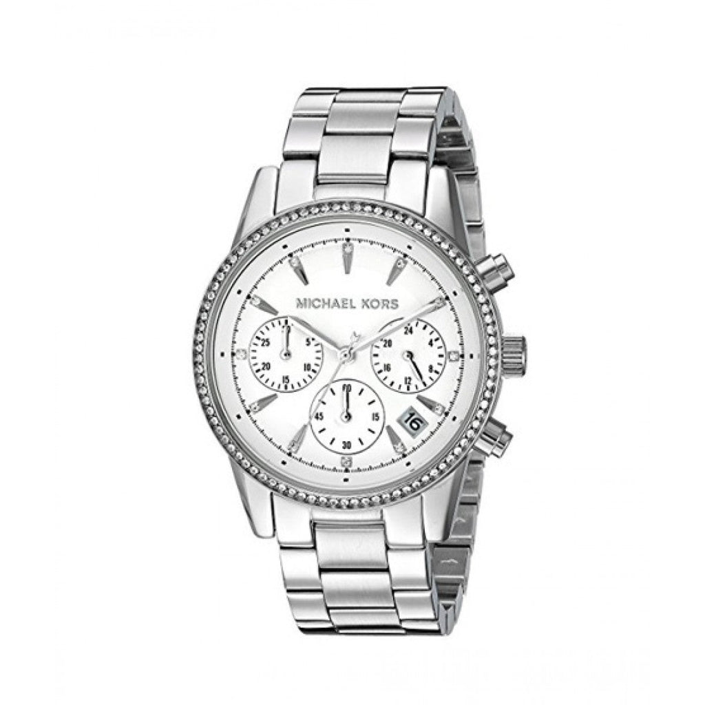 Michael Kors Ritz Silver Dial Silver Steel Strap Watch for Women - MK6428