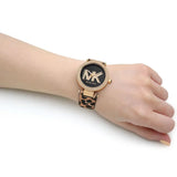 Michael Kors Parker Black Dial Cheetah Print Brown Leather Strap Watch For Women - MK4723
