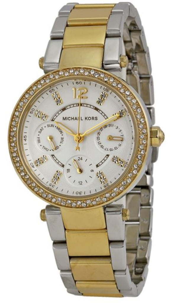 Michael Kors Parker White Dial Two Tone Steel Strap Watch for Women - MK6055