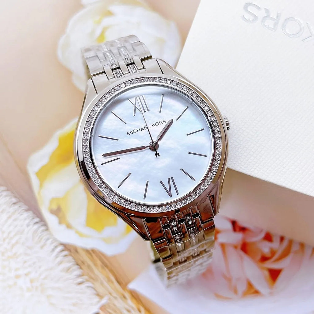 Michael Kors Mindy White Dial Silver Steel Strap Watch For Women - MK7075