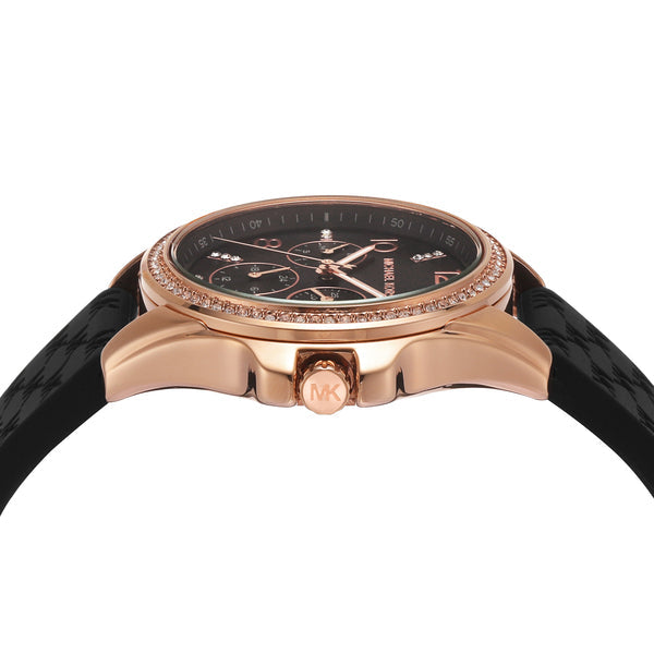 Michael Kors Mini Pilot Black Dial Black Silicone Strap Watch For Women - MK7373