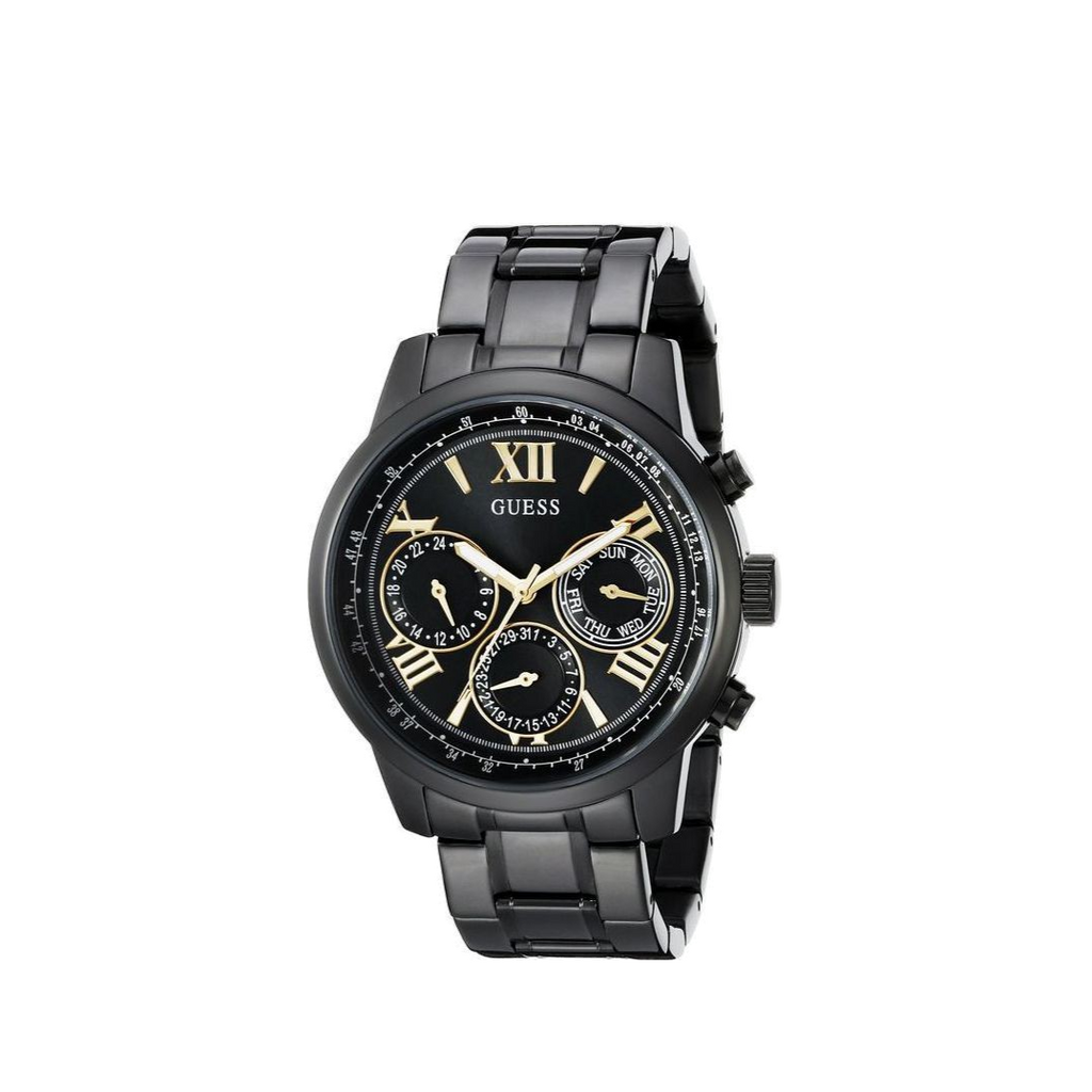 Guess Classic Multi-Function Black Dial Black Steel Strap Watch For Women - W0330L15