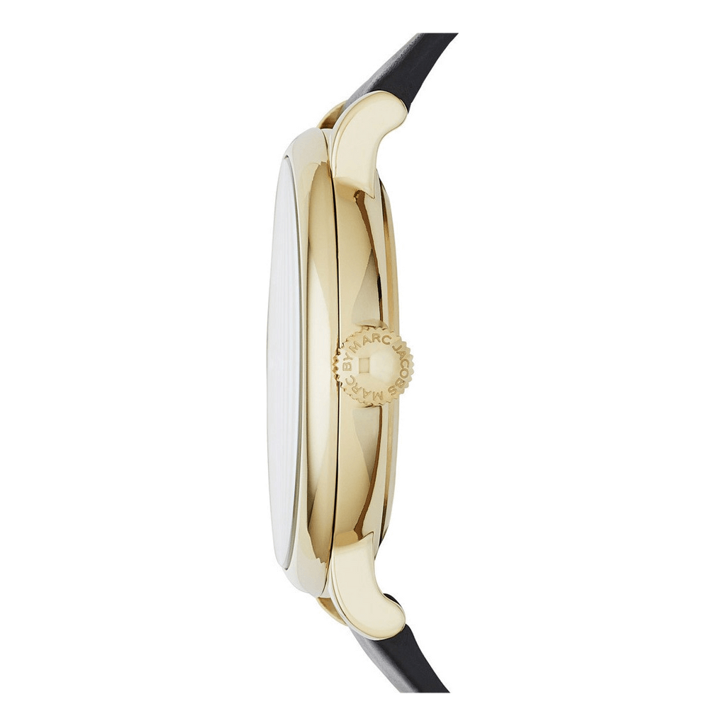 Marc Jacobs Baker Gold Dial Black Leather Strap Watch for Women - MBM1399