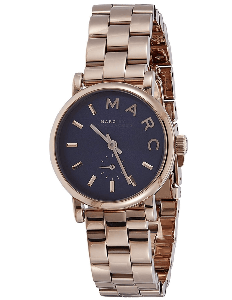 Marc Jacobs Baker Navy Blue Dial Rose Gold Steel Strap Watch for Women - MBM3332